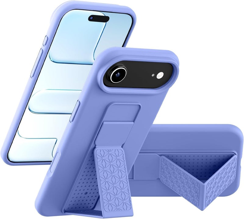 بورتوني حافظة iPhone 17 Air، غطاء حامل إصبع مع حامل قابل للطي، حافظة سيليكون ناعمة متعددة الحوامل مغناطيسية للسيارة لهاتف iPhone 17 Air مقاس 6.5 بوصة (أزرق سماوي، iPhone 17 Air) - Image 1