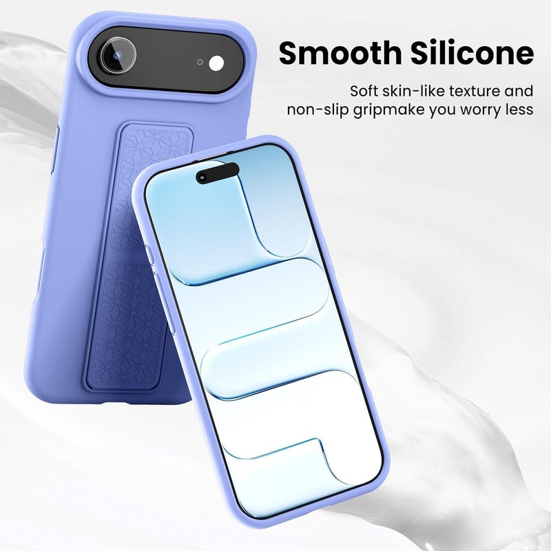 بورتوني حافظة iPhone 17 Air، غطاء حامل إصبع مع حامل قابل للطي، حافظة سيليكون ناعمة متعددة الحوامل مغناطيسية للسيارة لهاتف iPhone 17 Air مقاس 6.5 بوصة (أزرق سماوي، iPhone 17 Air) - Image 4