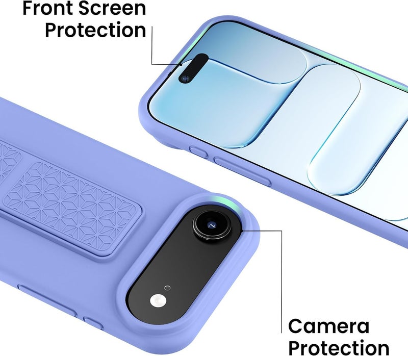 بورتوني حافظة iPhone 17 Air، غطاء حامل إصبع مع حامل قابل للطي، حافظة سيليكون ناعمة متعددة الحوامل مغناطيسية للسيارة لهاتف iPhone 17 Air مقاس 6.5 بوصة (أزرق سماوي، iPhone 17 Air) - Image 3