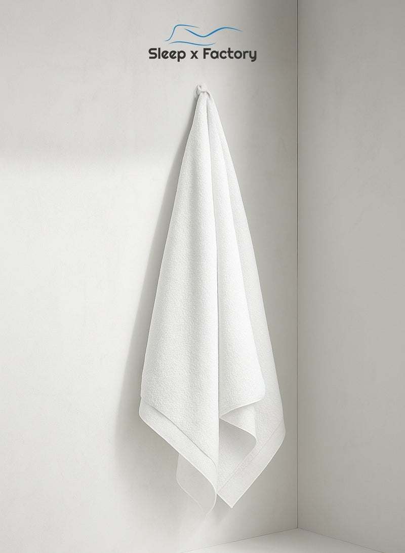 Sleep x Factory White Bath Towel – 100% Cotton, Ultra Soft & Absorbent – 70x140 cm - Image 1