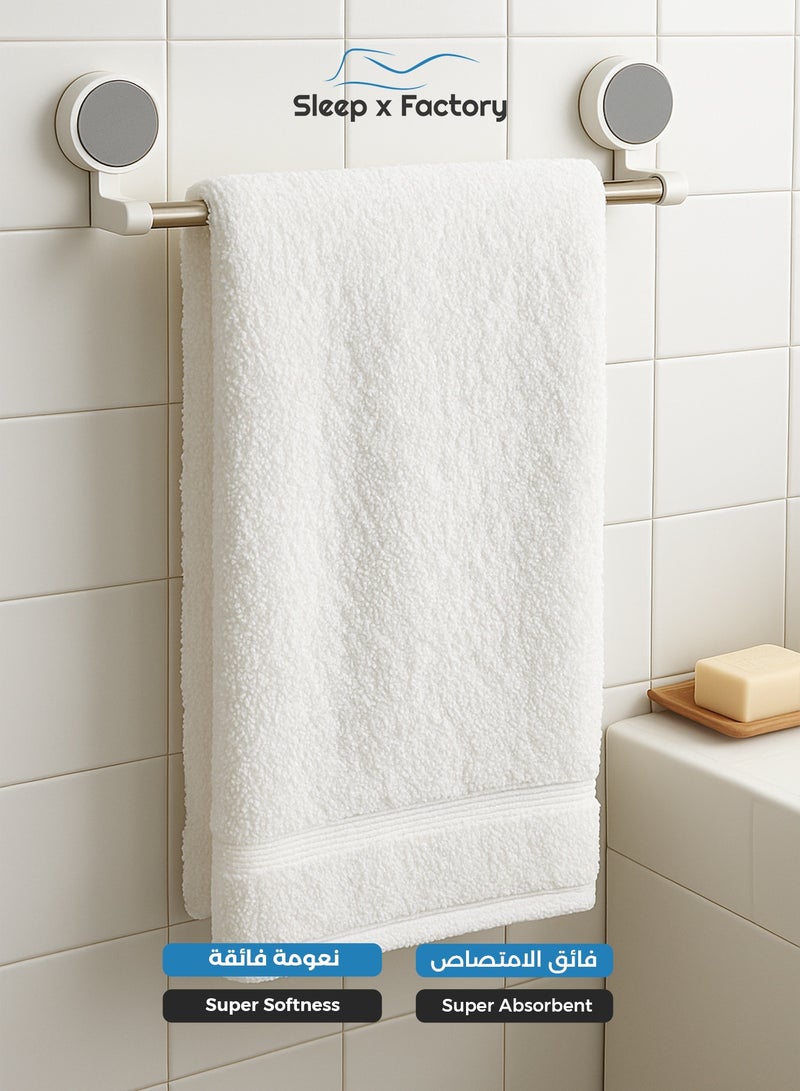 Sleep x Factory White Bath Towel – 100% Cotton, Ultra Soft & Absorbent – 70x140 cm - Image 4