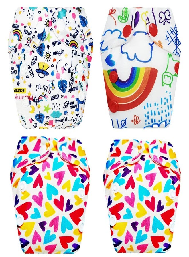 حفاضات قماشية فاخرة من دمبلدو للأطفال حديثي الولادة مع حشوة داخلية (عبوة من 4 قطع) | مضادة للحساسية | قابلة لإعادة الاستخدام والغسل | مناسبة للسفر | مثالية للأطفال الصغار | من 0 إلى 4 أشهر | للجنسين - Image 1