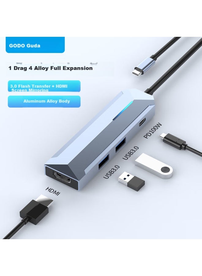 Godo o Type-c Expansion Dock To Usb-hdmi Converter Splitter Pd100w Charger 4k Hd Screen Mirroring Compatible With Car, Apple, Huawei Computers - Image 1