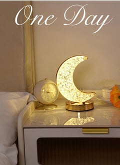 Goldfish Bedroom Charging Touch Bedside Desk Crystal Moon Table Lamp  - Image 1