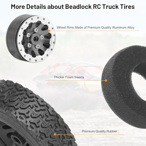 daitoku 112 Beadlock RC Wheels and Tires for WPL C14 C24 C34 C44 B14 B24 B16 B36 MN MN78 D90 MN90 MN91 MN96 MN98 MN99 MN99S Black - Image 5