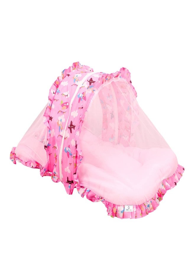 SafeChamp Skyler Jumbo Extra Large Bedding Set with with Mosquito Net and Pillow (0-20 Months) (Pink) - Image 1