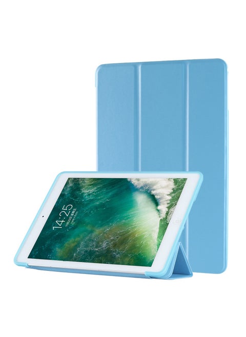 Suitable For IpadAir6 Protective Case 789 Generation Leather Case Air4/5 Soft Case Pro11 Three-fold One-piece Logo Can Be Printed-Color:Sky Blue-Applicable Model:Pro 9.7 Inch (special)