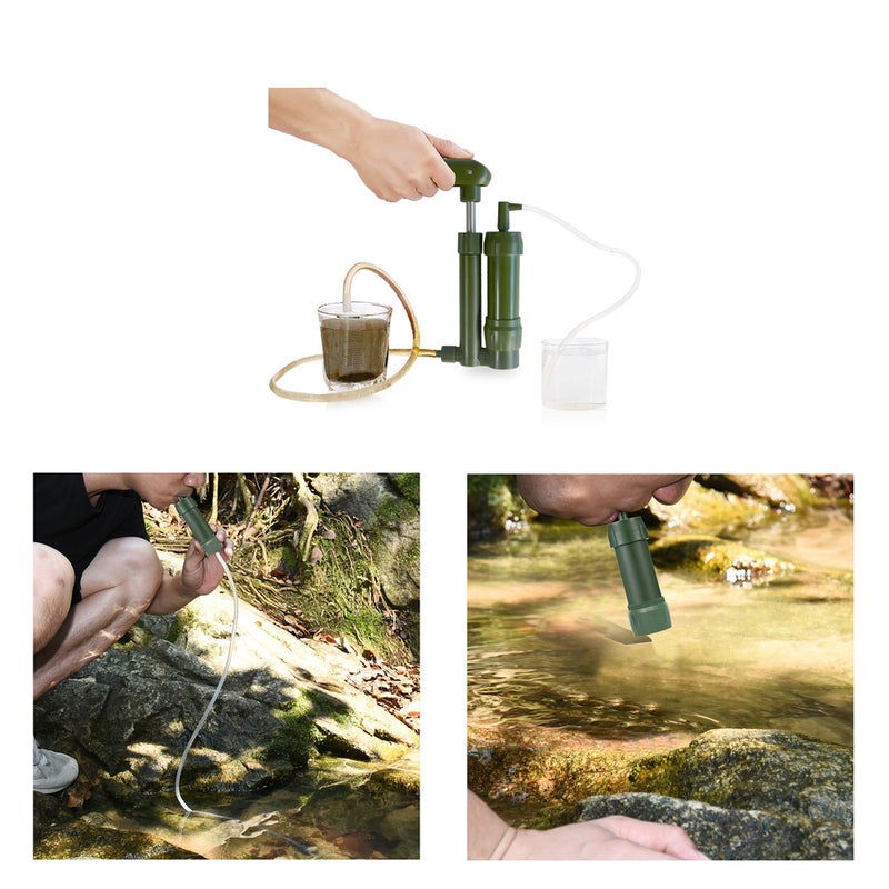 Hand Pump Water Filter 3-Stage Camping Water Purifier Filtration System Survival Gear 0.01 Micron with 500ml Water Bag Storage Bag for Outdoor Camping Hiking Backpacking Adventure - Image 5