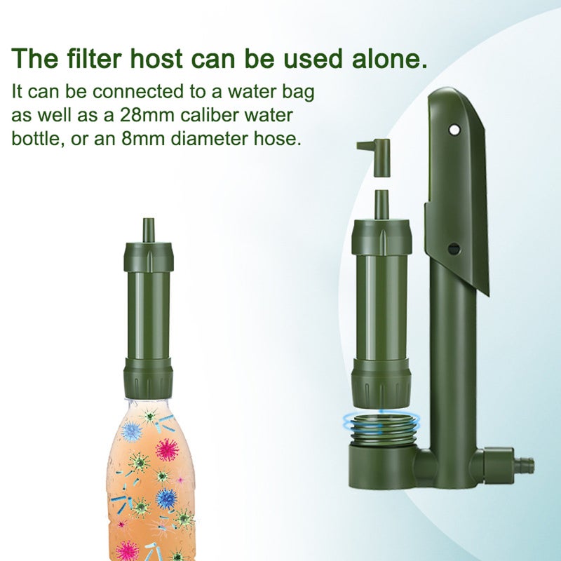 Hand Pump Water Filter 3-Stage Camping Water Purifier Filtration System Survival Gear 0.01 Micron with 500ml Water Bag Storage Bag for Outdoor Camping Hiking Backpacking Adventure - Image 3