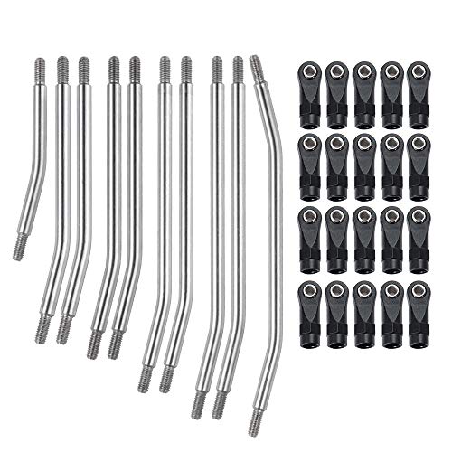RCHUBAM RCHub 10Pcs Stainless Steel Rod Link Linkage Set 324mm Wheelbase 5mm Steering Rod for 110 Axial SCX10 II 90046 RC Crawler Car - Image 1