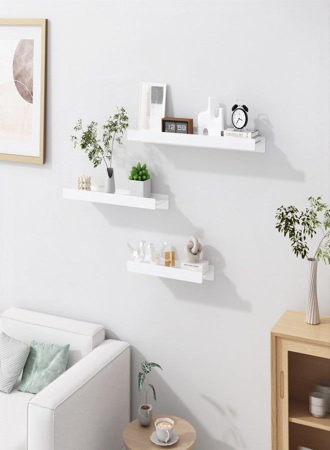 dancrul Floating Shelves for Wall Bathroom/Living Room/Bedroom/Kitchen Storage,Wall Mounted Shelves,White Modern Floating Shelf with Lip for Wall Decor 12 inch 2 Pack - Image 3