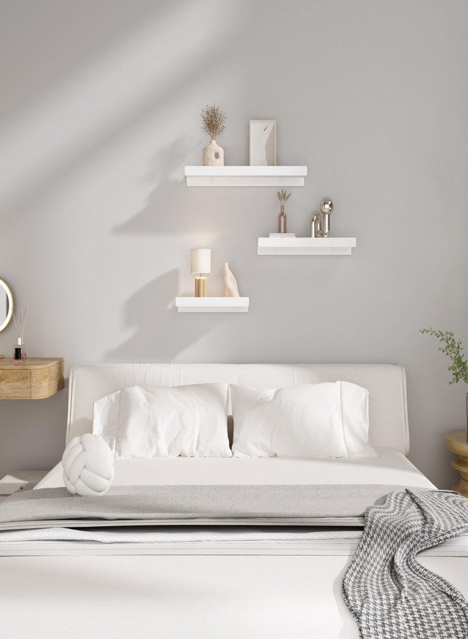 dancrul Floating Shelves for Wall Bathroom/Living Room/Bedroom/Kitchen Storage,Wall Mounted Shelves,White Modern Floating Shelf with Lip for Wall Decor 12 inch 2 Pack - Image 5