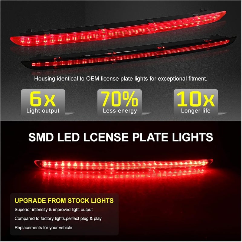 QASULER Red High Mount LED Third Brake Light Assembly - Image 2