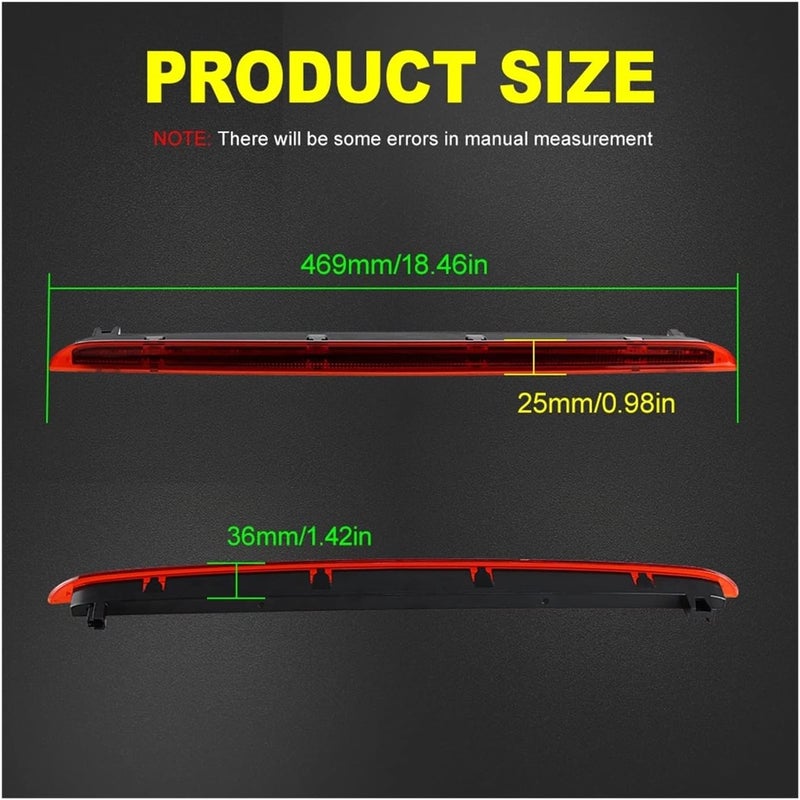 QASULER Red High Mount LED Third Brake Light Assembly - Image 5