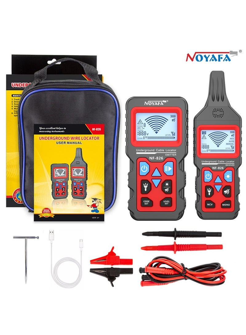 NOYAFA NF-826 Underground Cable Locator Wire Tracker, Cable Tester, for Dog Fence Cables Irrigation. Wall and Underground Pipeline Wire Detector. Test Short Circuit Breaker of Wall and Underground Cables - Image 1