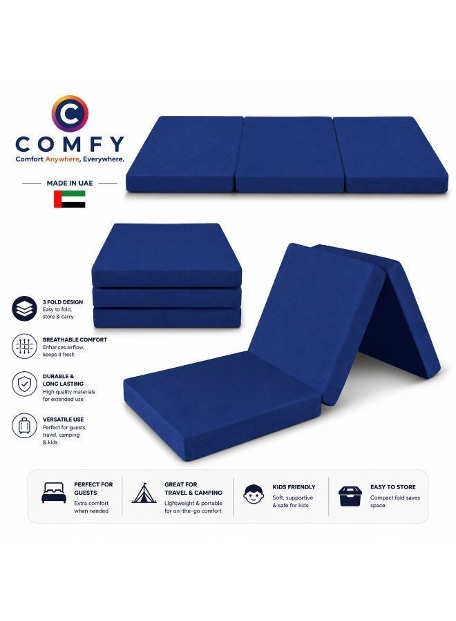 COMFY BLUE LUXURY COLLECTION 180 X 90 X 7CM MEDICATED FOLDING PREMIUM MATTRESS - Image 1