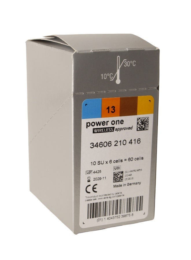 Power One Hearing Aid Batteries Size 13- Made in Germany - High Performance - 60 Pieces Pack - Image 1
