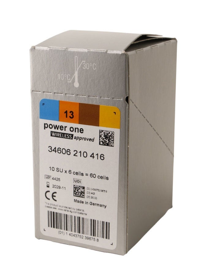 Power One Hearing Aid Batteries Size 13- Made in Germany - High Performance - 60 Pieces Pack - Image 2
