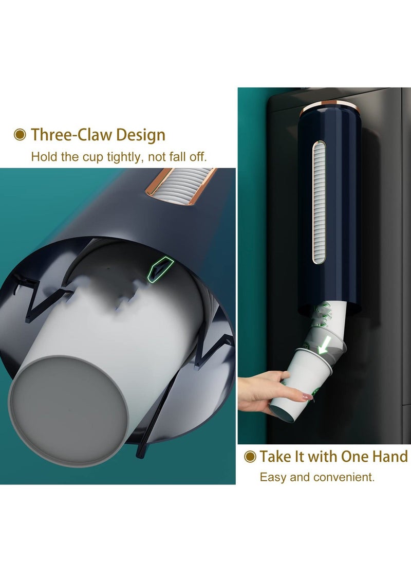 حامل أكواب مياه مثبت على الحائط من النوع القابل للسحب، مناسب لأكواب سعة 4 أونصات و7 أونصات، حامل أكواب مياه من البلاستيك المقاوم للغبار لـ 45 قطعة من أكواب الورق وأقماع الورق التي تُستعمل لمرة واحدة باللون الأزرق - Image 3