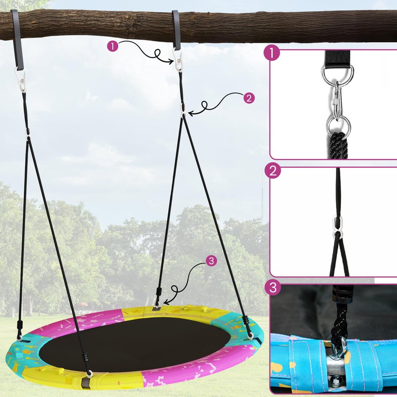 Lamerge Tree Swing, 43'' / 48'' Saucer Swing for Kids and Adults, ASTM Approved Swing Sets with 900lbs Weight Capacity, Backyard Or Playground, Waterproof and UV-Resistant Mat, Adjustable Hanging Straps - Image 3