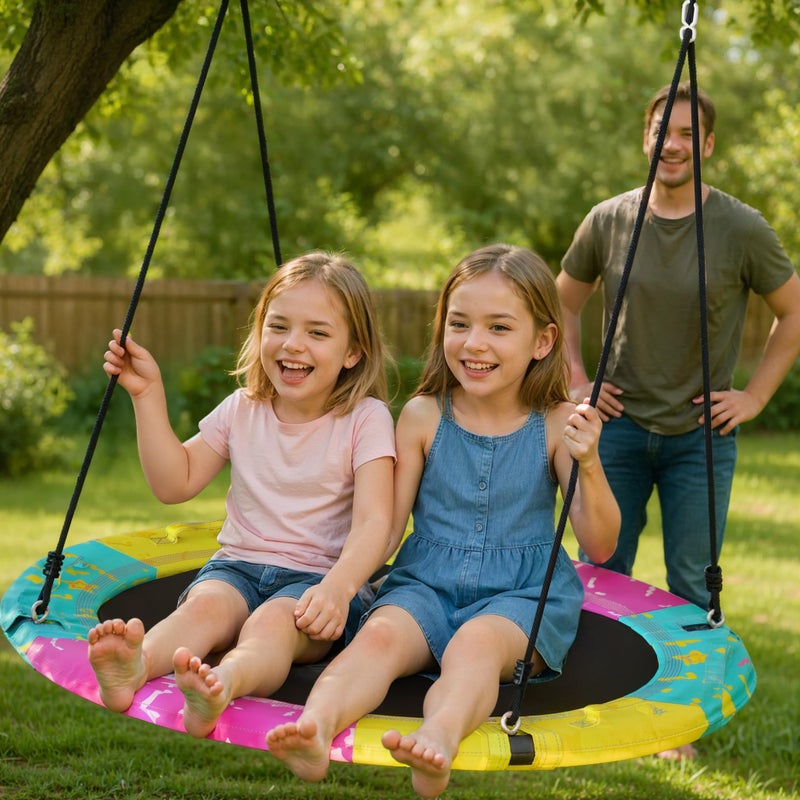 Lamerge Tree Swing, 43'' / 48'' Saucer Swing for Kids and Adults, ASTM Approved Swing Sets with 900lbs Weight Capacity, Backyard Or Playground, Waterproof and UV-Resistant Mat, Adjustable Hanging Straps - Image 4