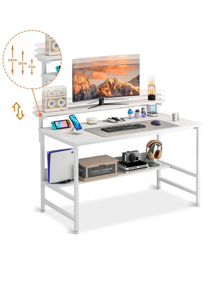 SHEIDLIN Ergonomic Gaming Computer Desk 110×45cm with Adjustable Monitor Stand, Thick Metal Legs & Under Desk Storage Shelf for Home Office & Study - Image 5