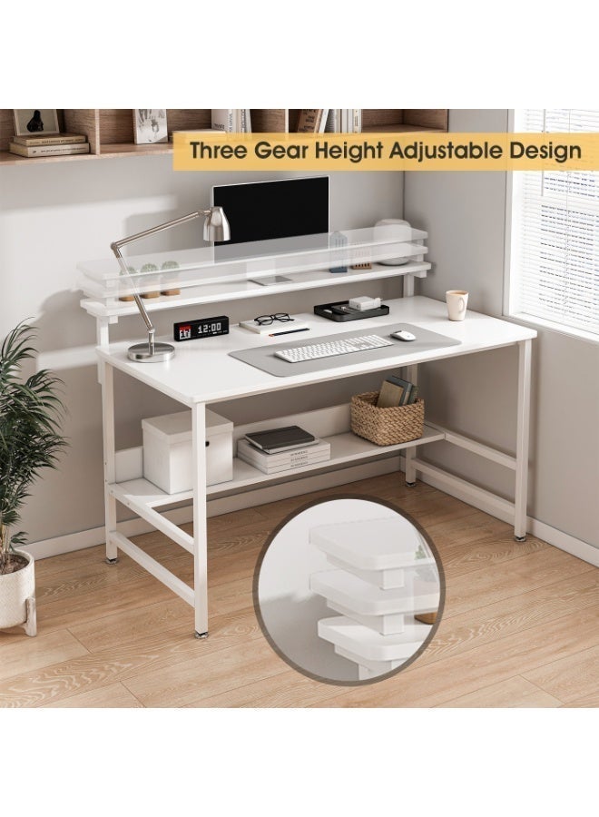 SHEIDLIN Ergonomic Gaming Computer Desk 110×45cm with Adjustable Monitor Stand, Thick Metal Legs & Under Desk Storage Shelf for Home Office & Study - Image 2