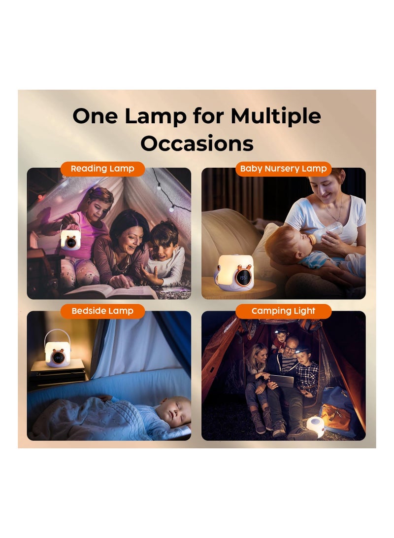 Cute Portable Kids Night Light with Clock LED Table Lamp Ideal for Nursery Camping and Breastfeeding Gift Purple - Image 3
