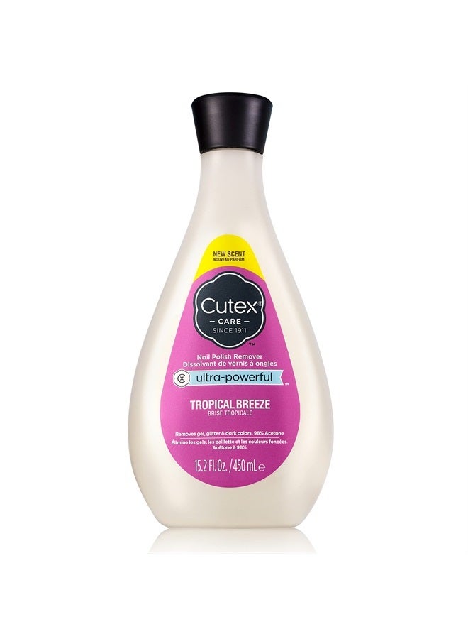 Cutex Gel Nail Polish Remover, Ultra-Powerful & Removes Glitter and Dark Colored Paints, Tropical Breeze Scent, 15.2 Fl Oz - Image 1