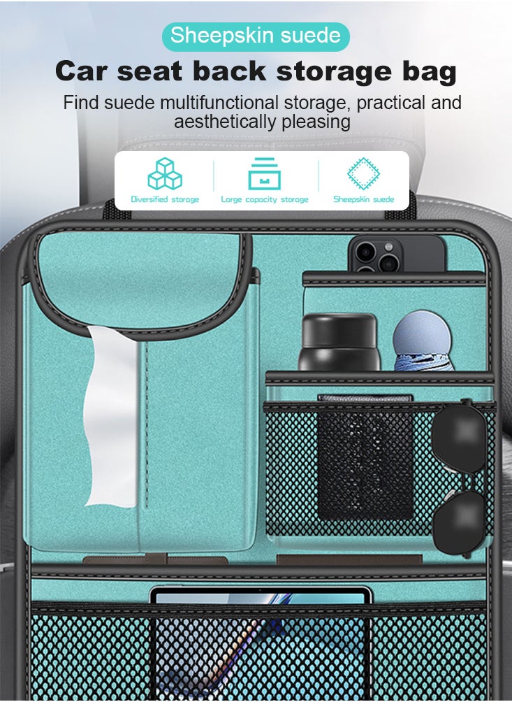 Perfii Car Backseat Organizer with Multiple Pockets,  Faux Suede Waterproof Universal Car Seat Tidy Hanging Storage Bag for Kids and Family  - Image 4