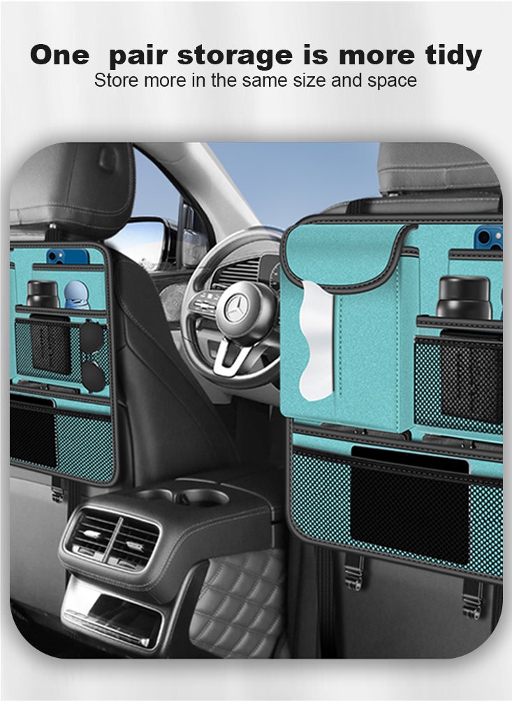 Perfii Car Backseat Organizer with Multiple Pockets,  Faux Suede Waterproof Universal Car Seat Tidy Hanging Storage Bag for Kids and Family  - Image 2