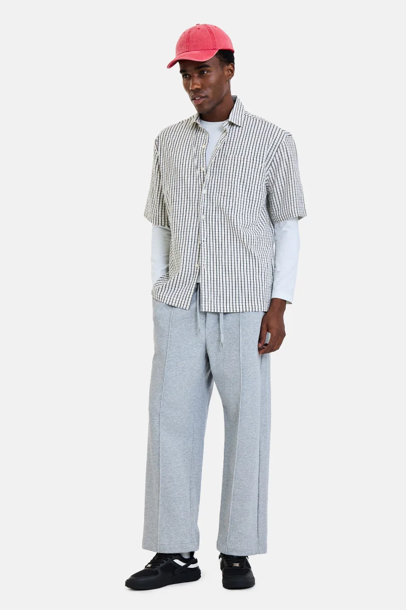 سنيتش Cream Checkered Half Sleeve Boxy Casual Shirt