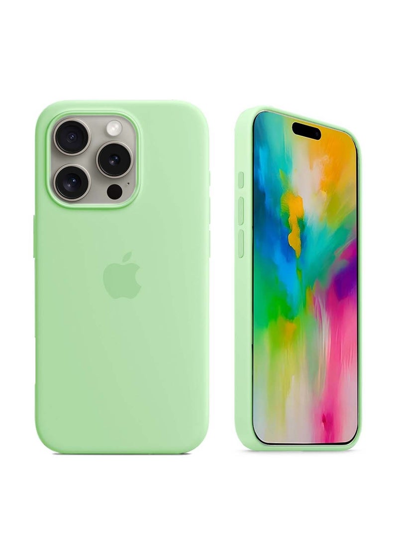دبليو تيك غطاء الحماية سائل ناعم من السيليكون لآيفون 16 برو 2024 من أبل - ربيع أخضر - Image 1