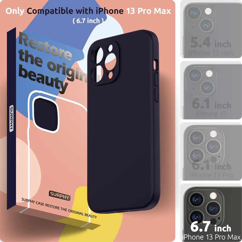 SURPHY Compatible with iPhone 13 Pro Max Case with Screen Protector, (Camera Protection + Soft Microfiber Lining) Liquid Silicone Phone Case 6.7 inch 2021, Midnight Purple - Image 2