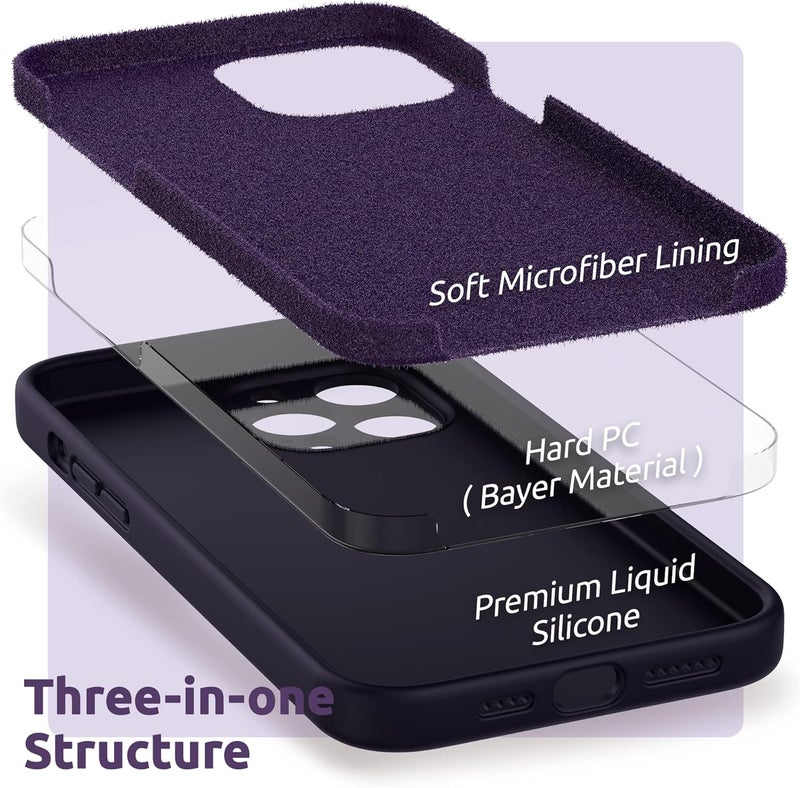 SURPHY Compatible with iPhone 13 Pro Max Case with Screen Protector, (Camera Protection + Soft Microfiber Lining) Liquid Silicone Phone Case 6.7 inch 2021, Midnight Purple - Image 5