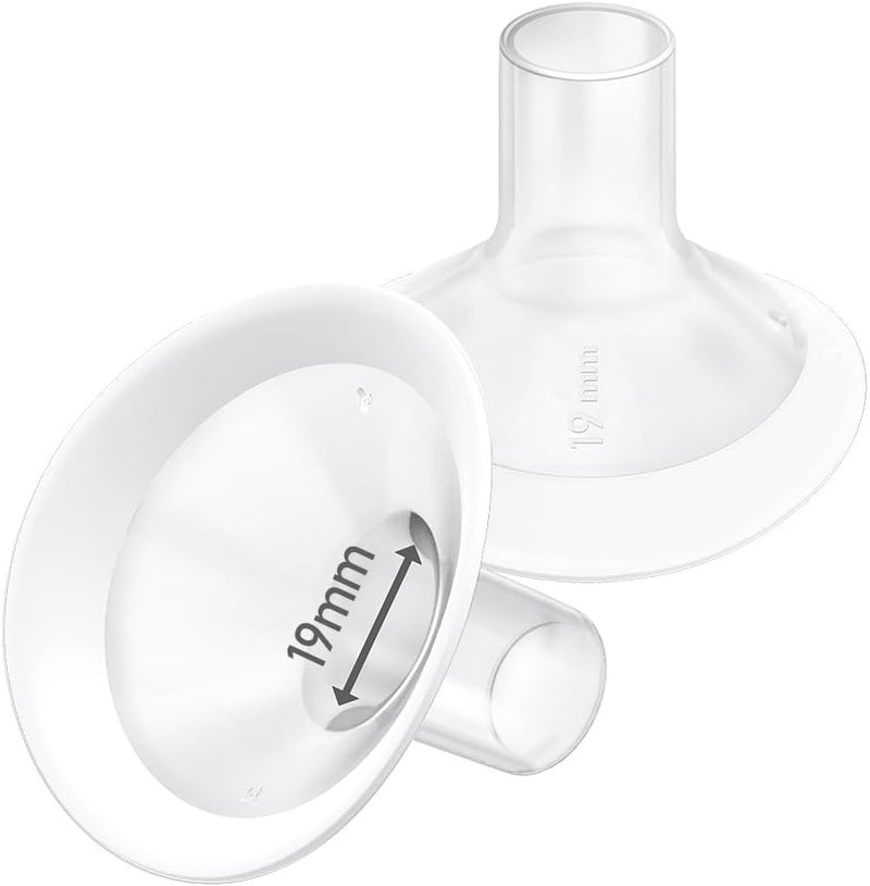 IVARONAL 2pcs 19mm Soft Rim Flanges with 106 Degree Wider Opening Angle for Medela Breast Pump PersonalFit Freestyle Maxflow Freestyle Flex Swing Maxi Connector Lansinoh Signature Pro - Image 1