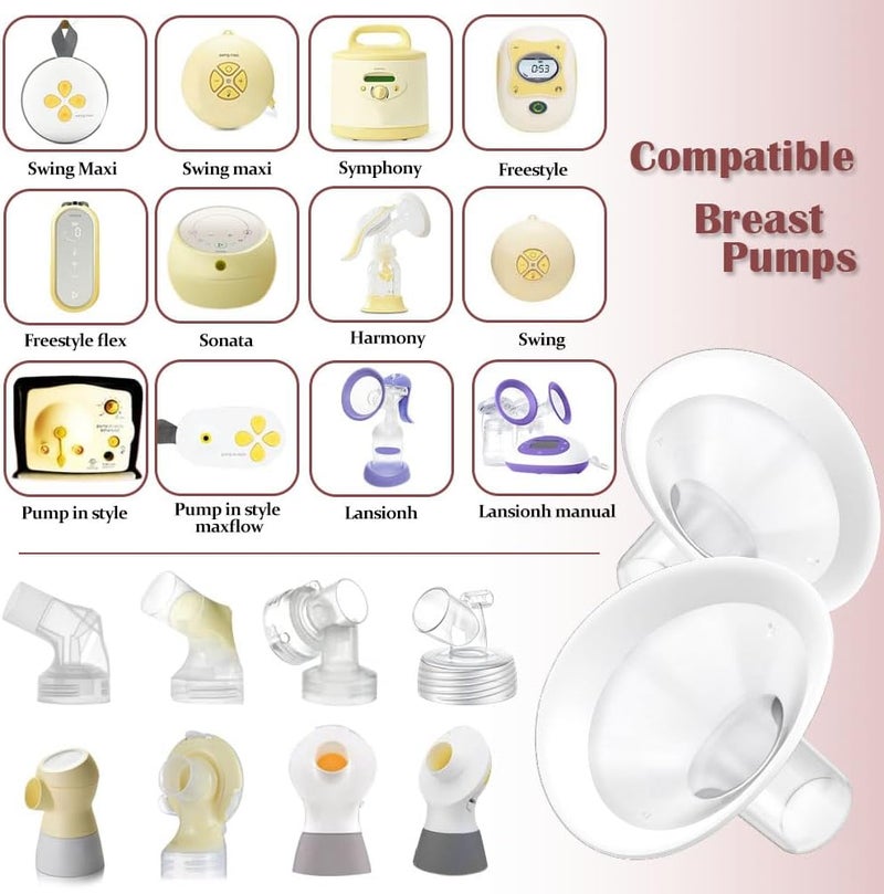 IVARONAL 2pcs 19mm Soft Rim Flanges with 106 Degree Wider Opening Angle for Medela Breast Pump PersonalFit Freestyle Maxflow Freestyle Flex Swing Maxi Connector Lansinoh Signature Pro - Image 2