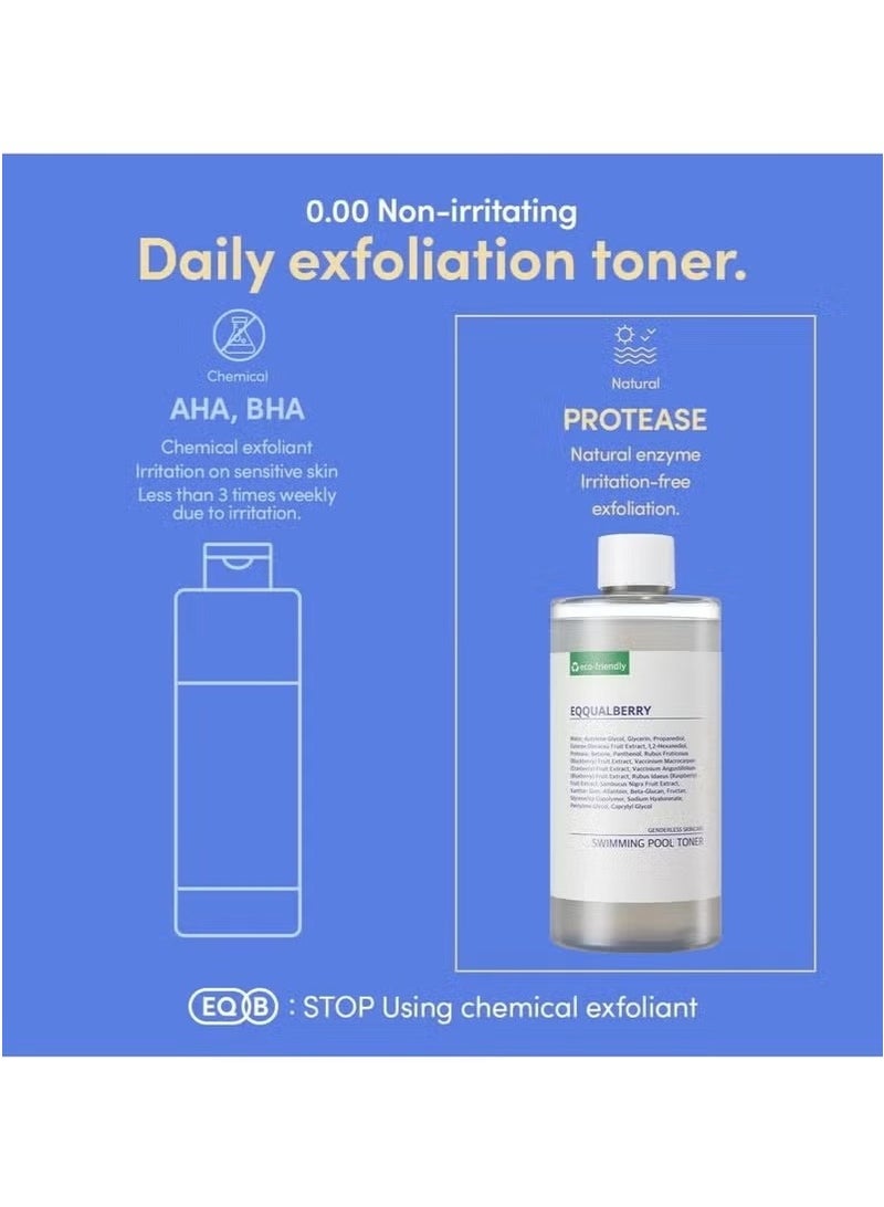 eqqualberry Swimming Pool Toner - Gentle Exfoliating Toner with Natural Enzyme | Boosted Hydration with Hyaluronic Acid | Daily Toner for Sensitive Skin | Korean Skincare, 10.14 Fl. Oz / 300ml - Image 2
