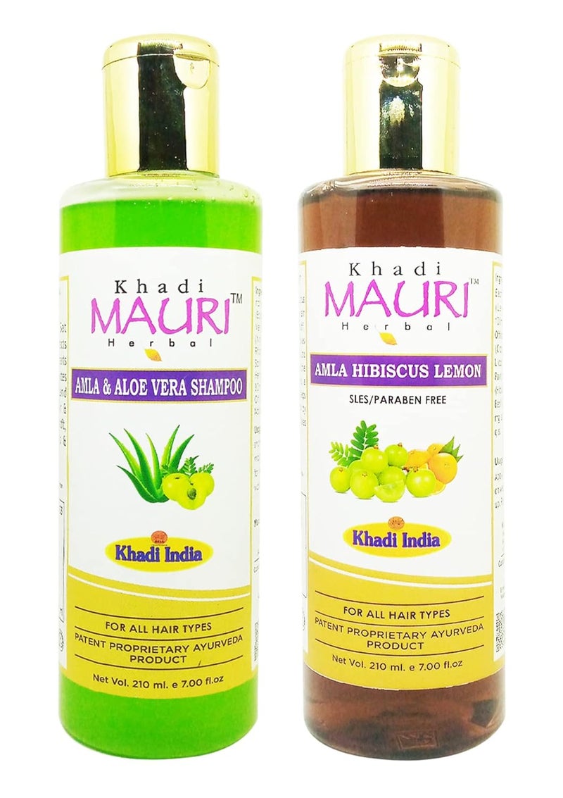 Khadi Mauri Amla Aloevera Amla Hibiscus Lemon Shampoo Pack of 2 420 ml - Image 1