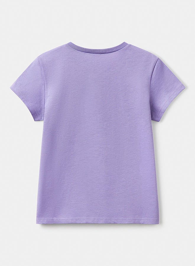 بينيتون تي شيرت بنات مع شعار لامع من القطن - Image 2