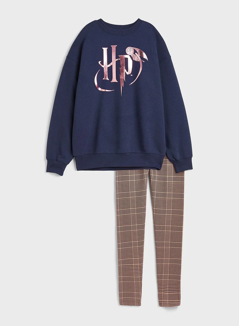 H&M Kids Printed Sweatshirt & Leggings Set