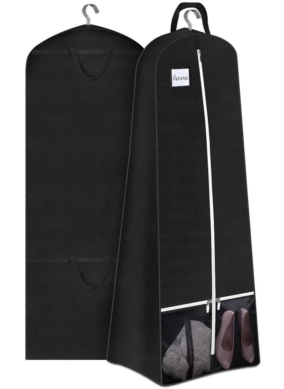 Sleeping Lamb SLEEPING LAMB 72 Bridal Wedding Gown Dress Garment Bag 15 Gusseted Garment Cover Shoe Pockets Travel Garment Storage Bag for Prom Evening Gowns Black 