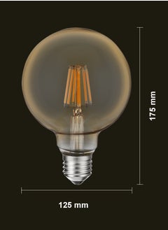 MODI 8W LED Filament Lamp, Vintage E27 Base, G125 2700K, Warm White  - Image 3