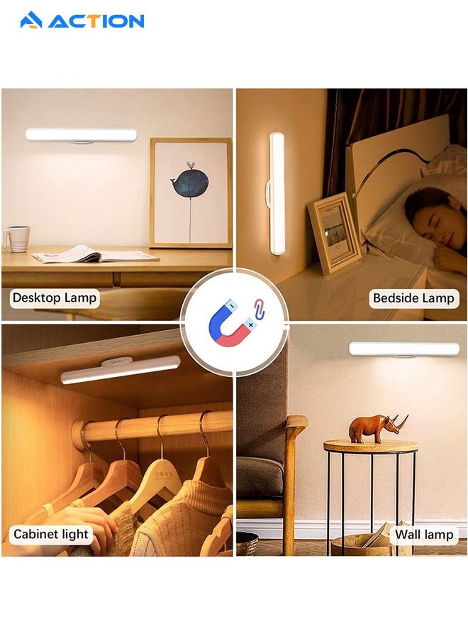 أكشن شريط إضاءة LED قابل لإعادة الشحن يعمل باللمس أسفل الخزانة، 35 × 48 × 300 مم، قابل للتعتيم مع 3 أوضاع ألوان، يعمل بمنفذ USB، مثالي للأرفف الجدارية والخزائن والمرايا وجانب السرير وإضاءة المطبخ، لون أبيض - Image 5