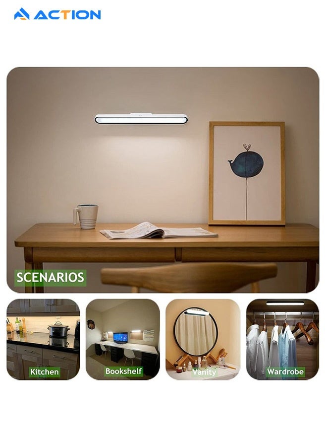 أكشن شريط إضاءة LED قابل لإعادة الشحن يعمل باللمس أسفل الخزانة، 35 × 48 × 300 مم، قابل للتعتيم مع 3 أوضاع ألوان، يعمل بمنفذ USB، مثالي للأرفف الجدارية والخزائن والمرايا وجانب السرير وإضاءة المطبخ، لون أبيض - Image 2