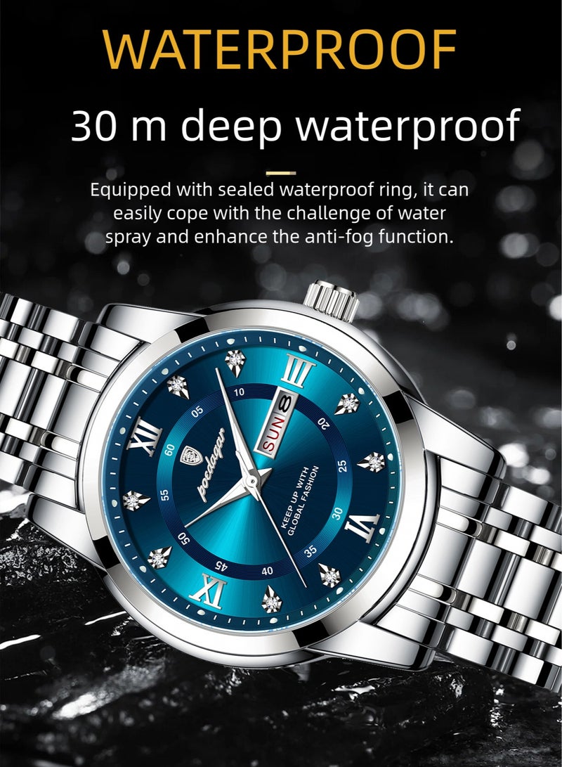POEDAGAR Man Watch,Waterproof Luminous Men's Watch Quartz-41mm - Image 3