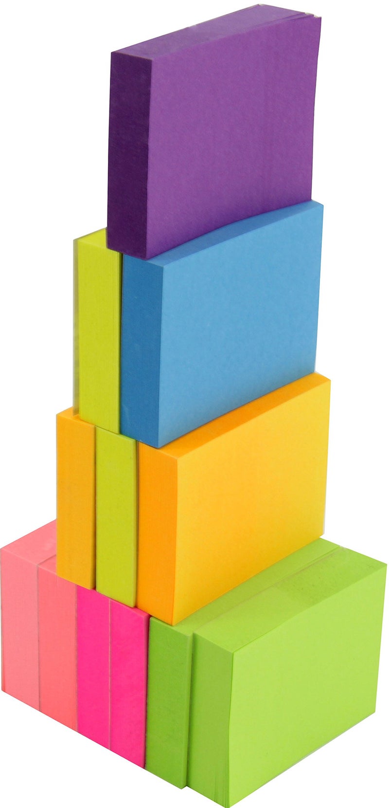 4A Sticky Notes,1 1/2 x 2 Inches,Small Size,The Adhesive On Shorter Side,Neon Assorted,Self-Stick Notes,100 Sheets/Pad,12 Pads/Pack,4A 301x12-N, Neon Assorted-12 Pads - Image 1