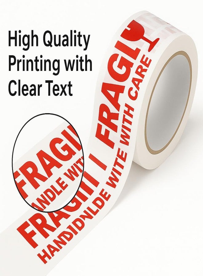 JPPL Fragile Packaging Tape | 48mm / 2 Inch x 65 Meter Long BOPP Adhesive Tape | Heavy-Duty Red & White Warning Tape for Fragile Parcels E-Commerce & Small Business Packaging (Pack of 6 Rolls) - Image 3