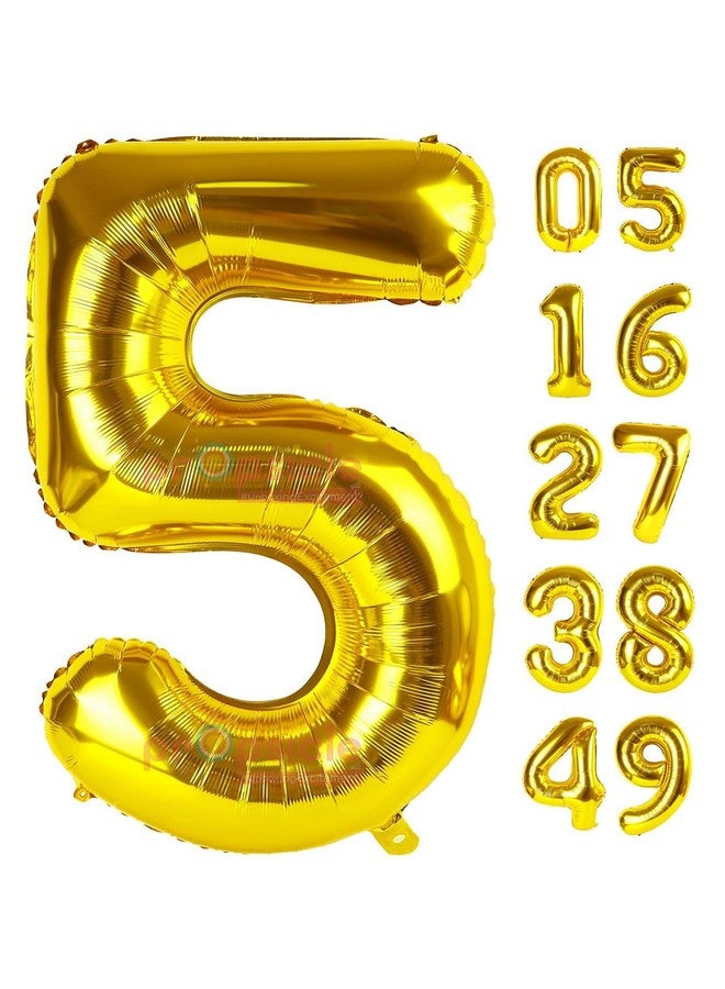 Propsicle 16 inch Birthday Foil 5 Number Helium Balloon Party Decoration Golden Pack of 1 | 5 Year No. Balloons Birthday/Anniversary | Five Number - Image 1