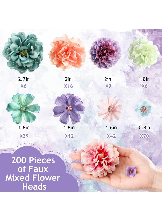 Cindeer 200 Pcs Flower Mini Silk Heads Fake Rose Daisy Faux Flowers For Crafts Rose Blossom Heads Sunflower Daisy Wedding Decoration For Boho Bride Halloween Home Wedding, 2-7 Cm, Blue, Purple  - Image 2
